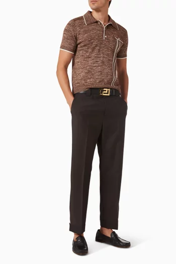 Mouliné Jacquard Knit Polo Shirt in Cotton-blend