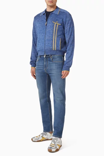 Zip Sweater in Mouliné Jacquard Knit