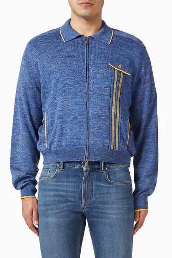 Zip Sweater in Mouliné Jacquard Knit