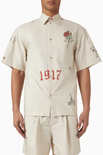 Tattoo Large Fit Shirt in Cotton Poplin
