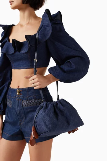 Medium Cloud 91 Clutch in Denim
