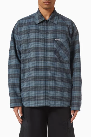 Padded Overshirt in Seersucker Cotton Flannel