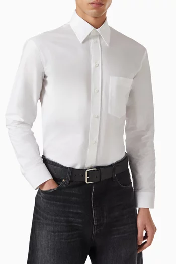 Debossed Logo Belt in Leather