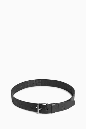 Debossed Logo Belt in Leather