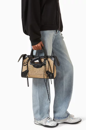 Small Le City Bag in Raffia & Arena Lambskin