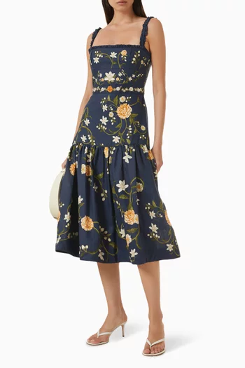 Nispero Valle Midi Dress in Linen