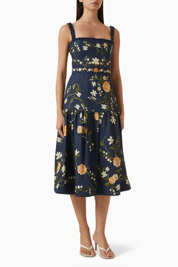 Nispero Valle Midi Dress in Linen