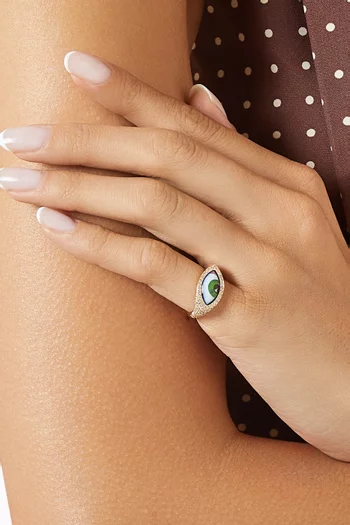 Petit Vert Chevalier Diamond Ring  in 14kt Gold