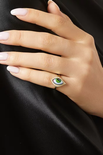 Petit Eye Diamond Ring in 14kt Gold