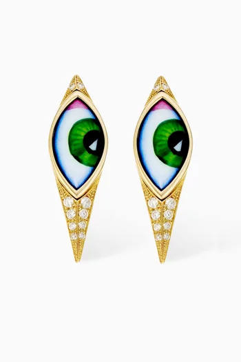 Small Eye Diamond Earrings in 14kt Gold