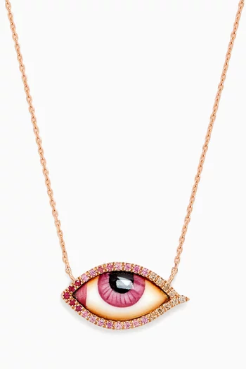 Petit Eye Diamond & Sapphire Necklace in 14kt Gold