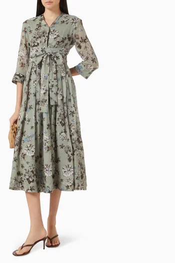 Estremo Printed Shirt Dress in Ramie