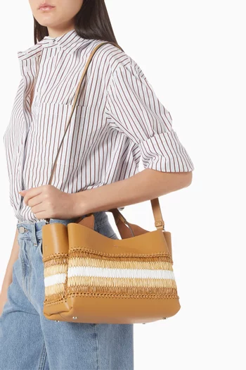 Tote Bag in Leather & Raffia