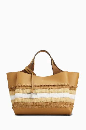 Tote Bag in Leather & Raffia
