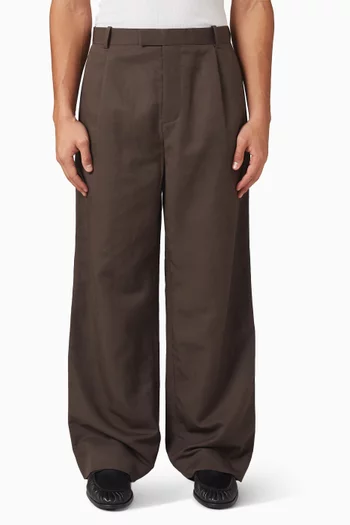 Relaxed Fit Wide Leg Pants in Linen-blend