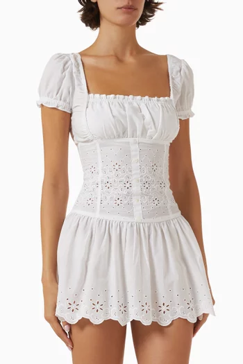 Lucien Embroidered Mini Dress in Cotton