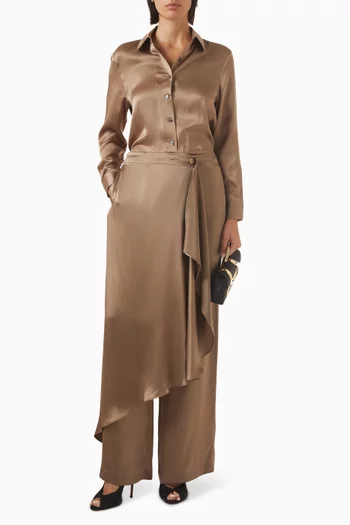 Overlap Scarf Pants in Silk