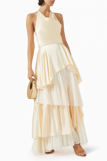 Frill Layered Dress in Silk