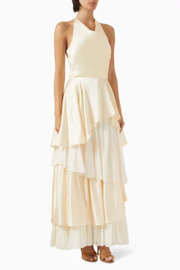 Frill Layered Dress in Silk