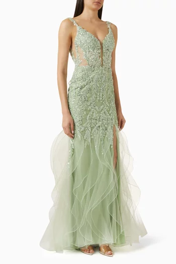 Bead-embellished Mermaid Gown