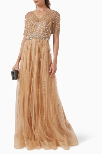 Bead-embellished Gown in Tulle