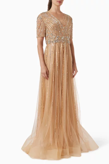 Bead-embellished Gown in Tulle