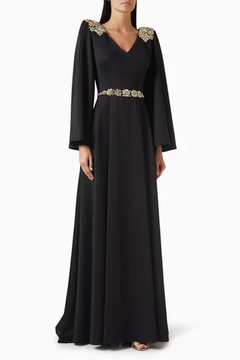Crystal-embellished Gown in Crepe