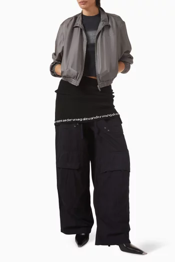 Cropped Track Jacket in Silk-twill