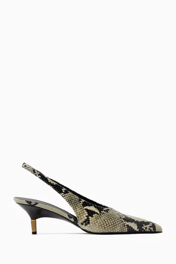 Bella 55 Slingback Pumps in Python-embossed Leather