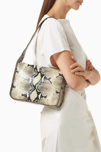 Lori Squared Shoulder Bag in Python-embossed Leather