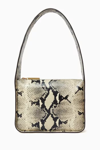 Lori Squared Shoulder Bag in Python-embossed Leather