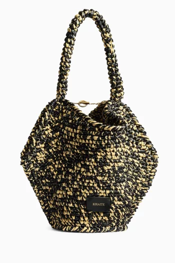 Mini Lotus Tote Bag in Raffia