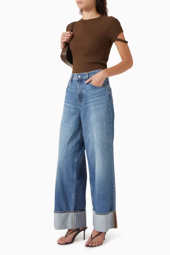 Crop Crewneck T-shirt in Cotton Blend