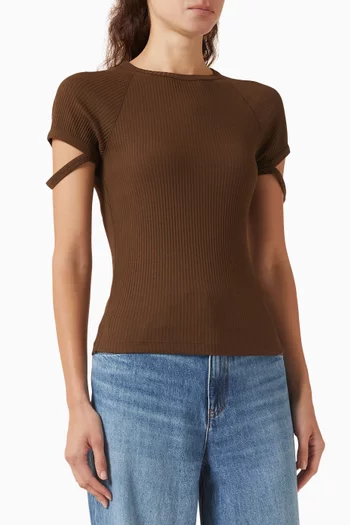 Crop Crewneck T-shirt in Cotton Blend