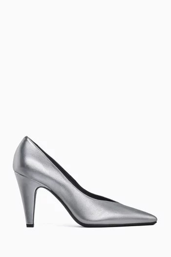 Cone Pumps in Laminated Leather