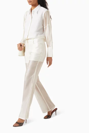 Sheer Bootcut Pants in Lyocell Blend