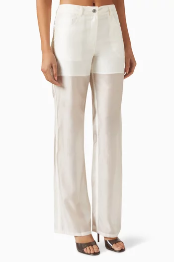 Sheer Bootcut Pants in Lyocell Blend
