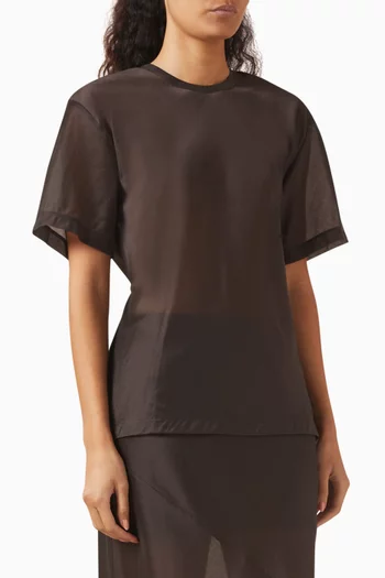 Sheer Crewneck T-shirt in Lyocell Blend