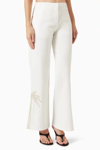 Palm Tree Crystal-embellished Pants in Cotton