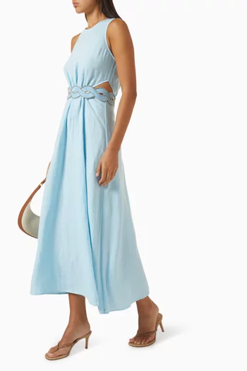 Reslao Embroidered Dress in Linen