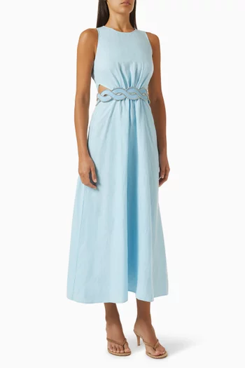 Reslao Embroidered Dress in Linen