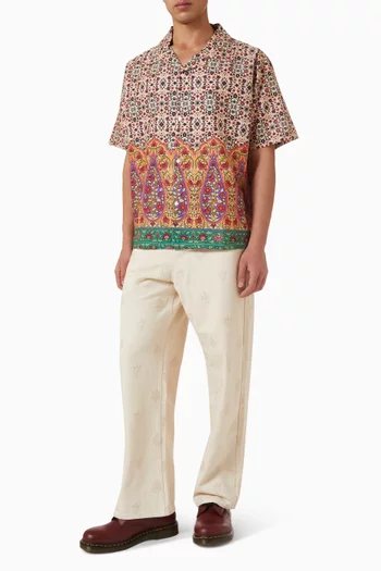 Paisley Print Camp Shirt in Viscose-blend