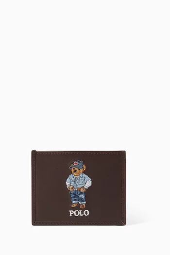 Polo Bear Card Holder in Leather
