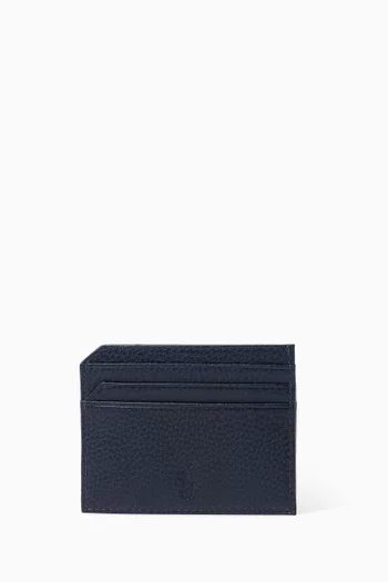 Logo Card Holder in Grained Leather