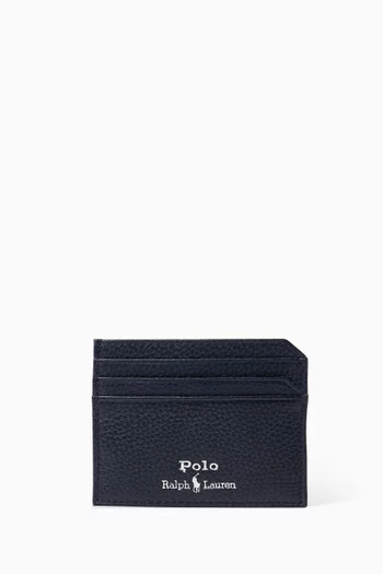 Logo Card Holder in Grained Leather