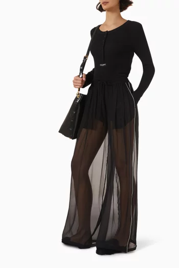 Sheer Wide-leg Pants in Chiffon