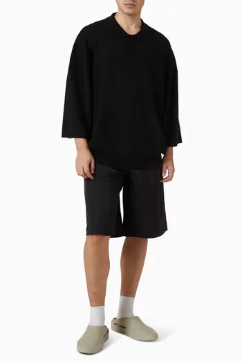 Signature 3/4 Sleeve 90s Knit Polo Shirt in Merino-blend