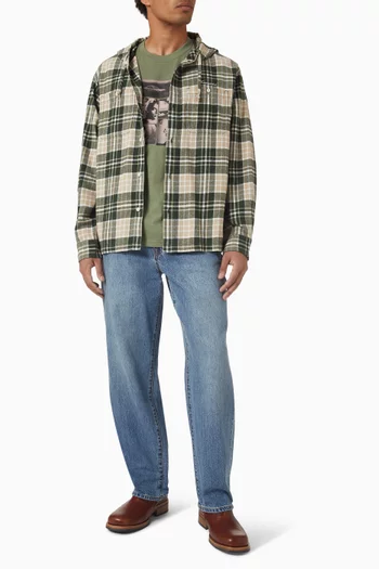 Hooded Check Shirt in Cotton Flannel