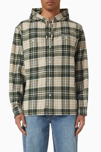 Hooded Check Shirt in Cotton Flannel