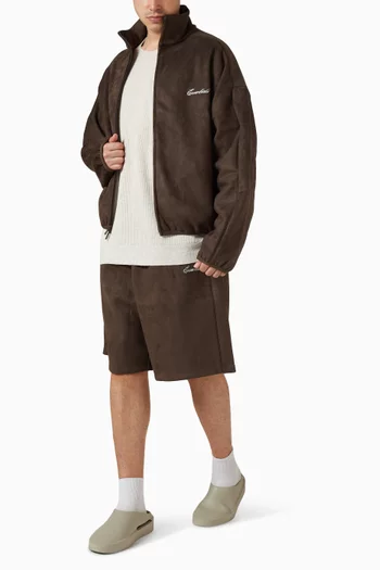 Signature Modern Track Jacket in Suede Fleece